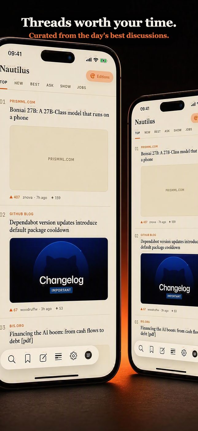 多台 iPad 上运行 Nautilus，显示英文 Top 信息流界面